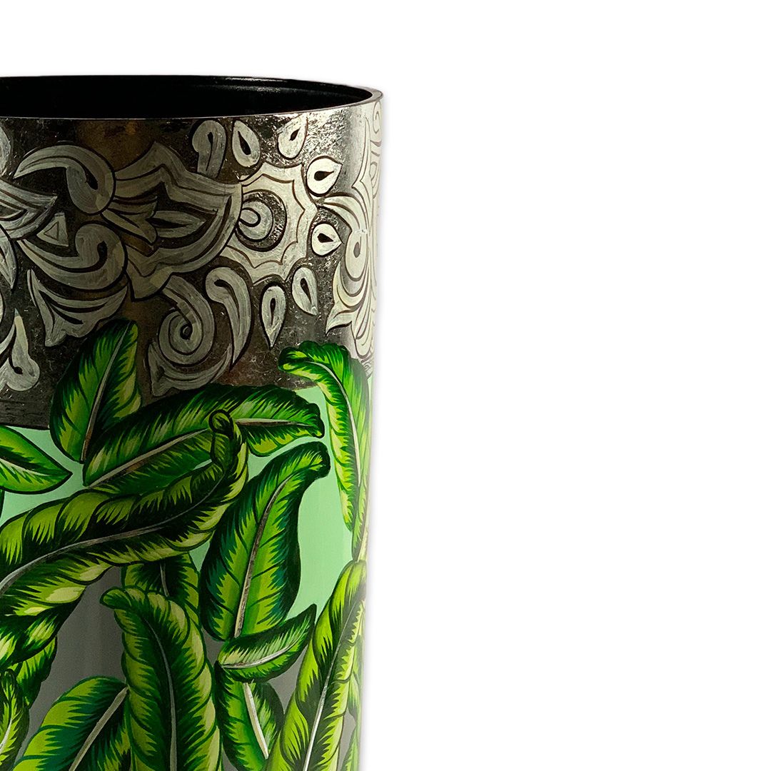 VASO CHÃO LEAVES VERDE/PRATA METAL TOMS DRAG
