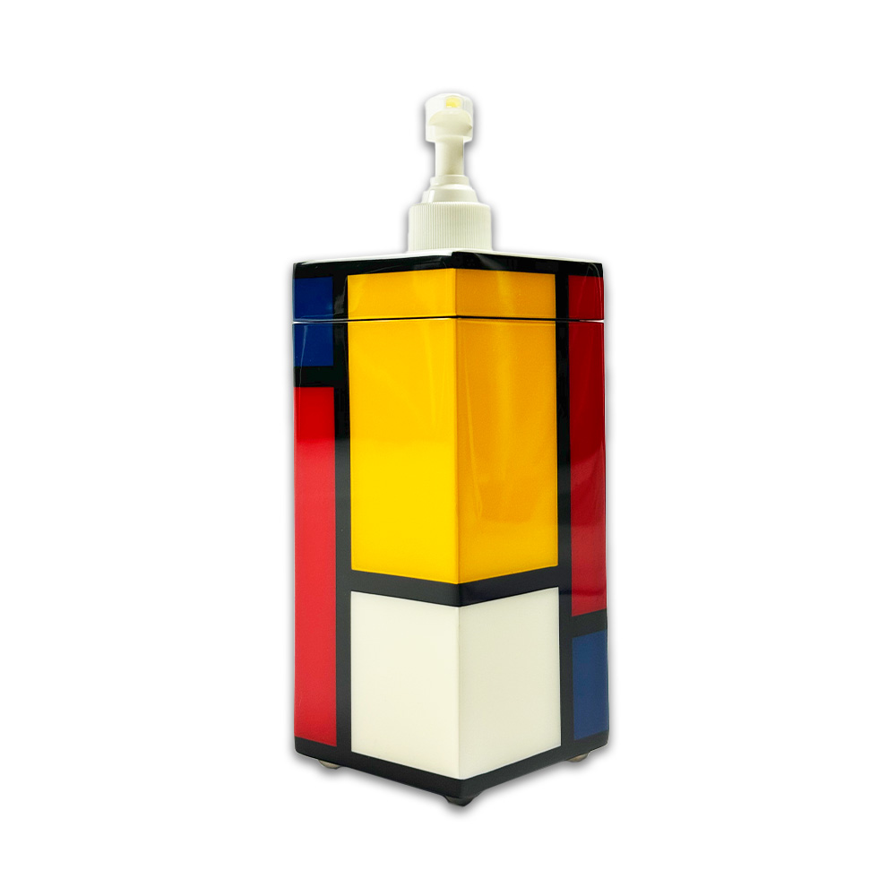 PORTA SABONETE LIQUIDO MADEIRA LAQUEADA MULTICOLORIDA PACIFIC CONECTIONS