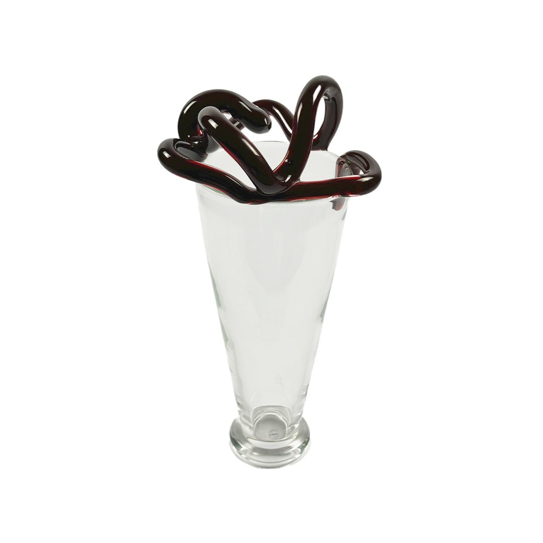 VASO FRANCESCA CRISTAL TRANSPARENTE C/VERMELHO DRIADE