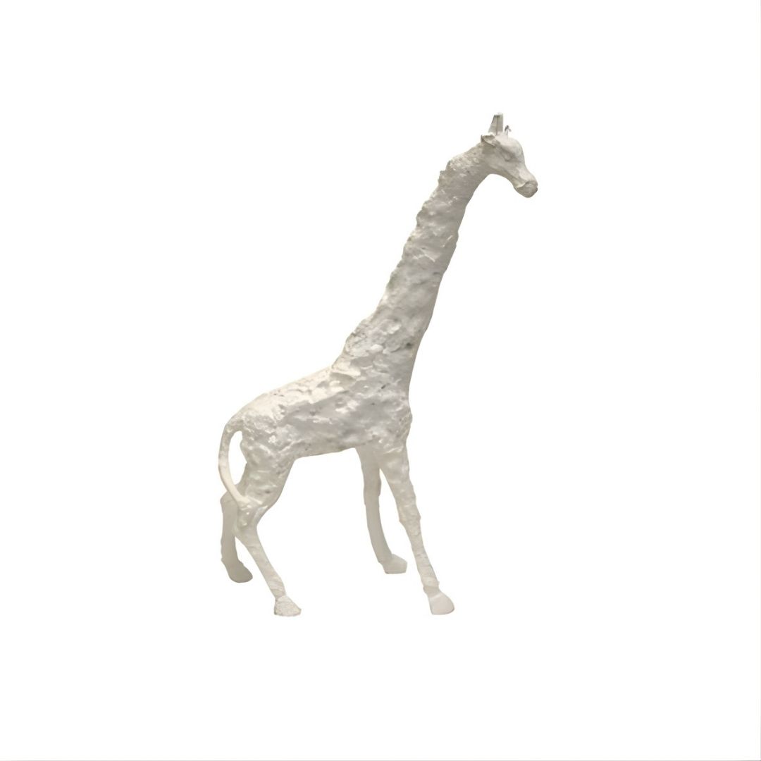 ESCULTURA GIRAFA ABSTRADA GRANDE RESINA BRANCO MODALI DESIGN