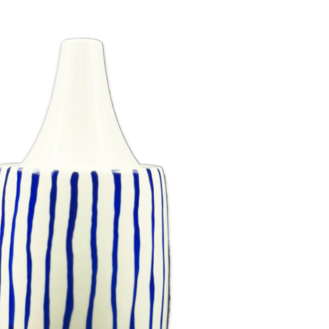 VASO LINE CERAMICA AZUL E BRANCO 