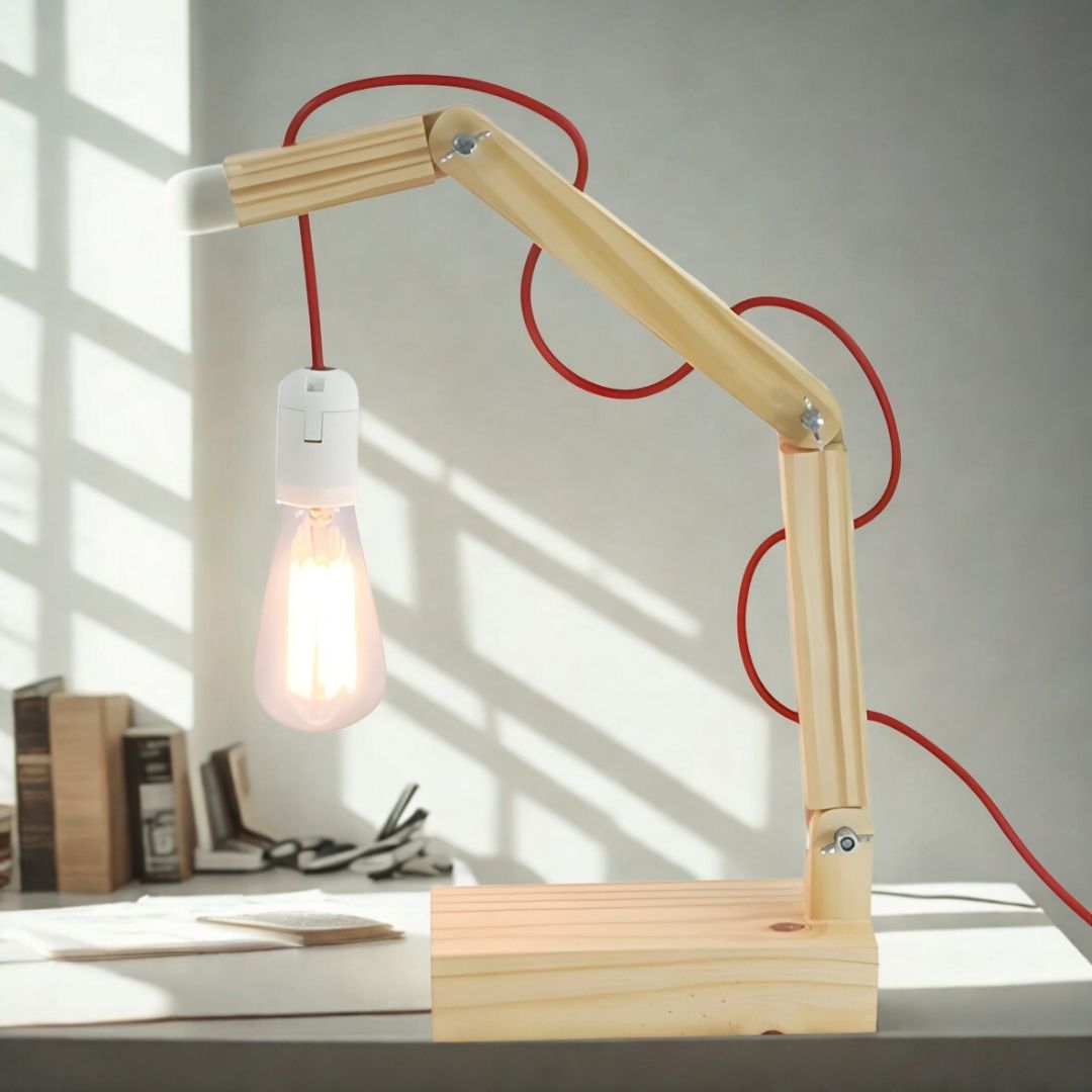 ABAJOUR MADEIRA C/FIO VERMELHO MODALI DESIGN
