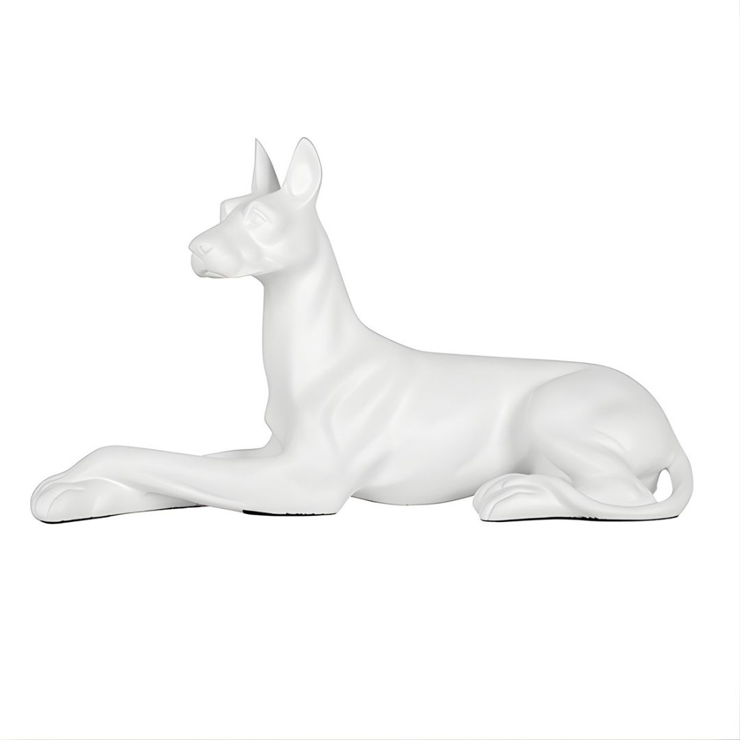ESCULTURA DOG RESINA BRANCO MODALI DESIGN
