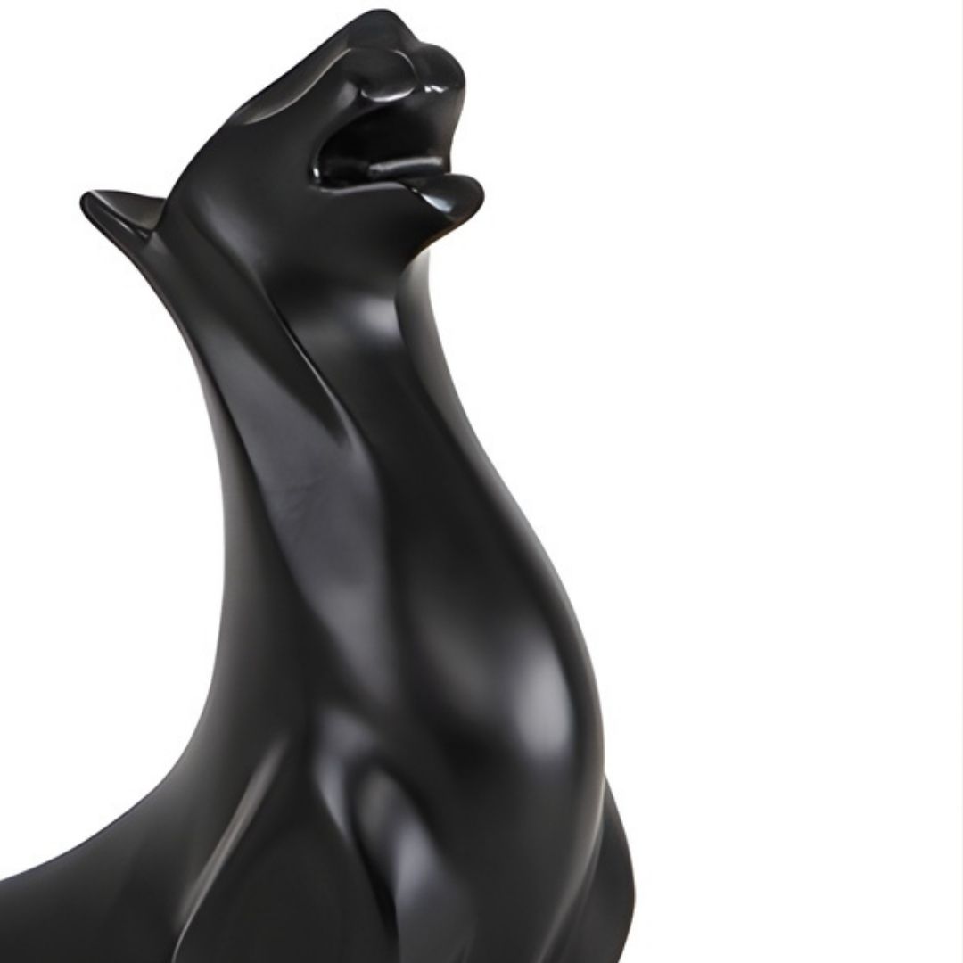 ESCULTURA NEW JAGUAR RESINA PRETO MODALI DESIGN