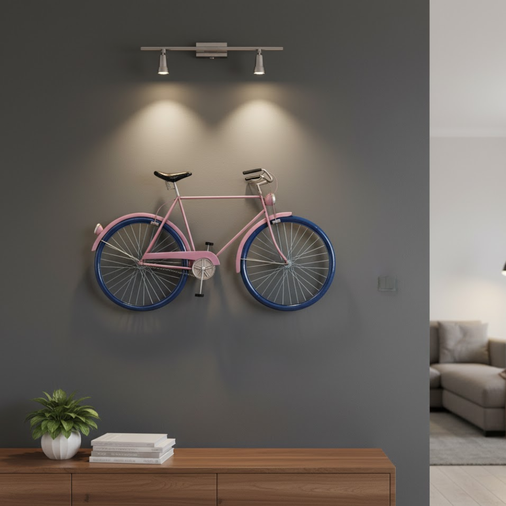 ESCULTURA PAREDE BIKE ROSA 