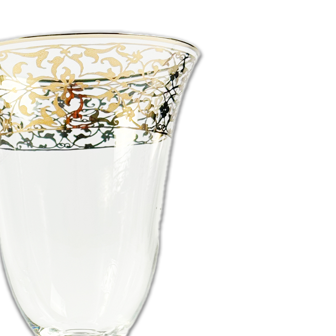 TACA AGUA/VINHO VIRGINIA CRISTAL/PRATEADO A CASA K JOGO 12 PEÇAS