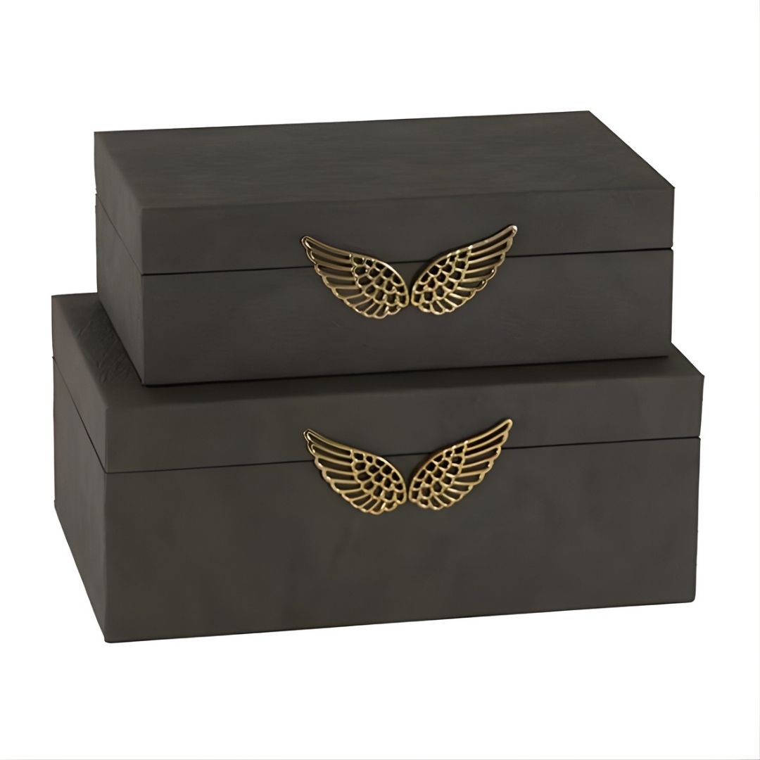 CAIXA RETANGULAR ASAS MADEIRA/COURO MODALI DESIGN