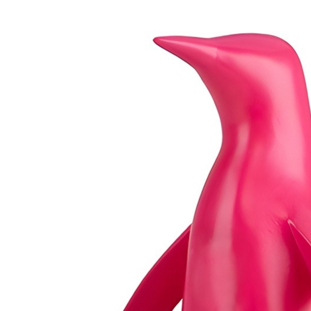 ESCULTURA PINGUIM RESINA PINK MODALI DESIGN