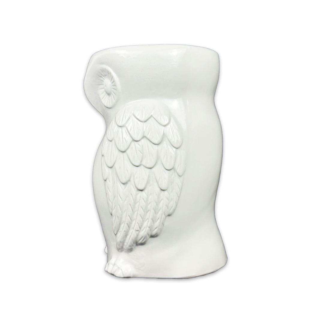 PUFF CORUJA CERAMICA BRANCO