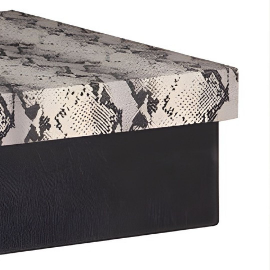 CAIXA QUADRADA GRANDE COURO COBRA PRETA MODALI DESIGN