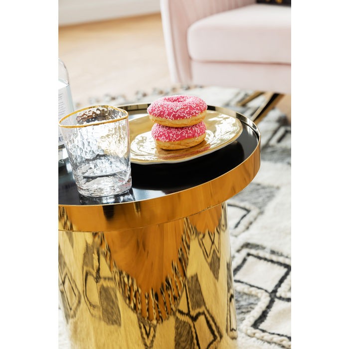 MESA LATERAL RIMINI PRETA/DOURADA 