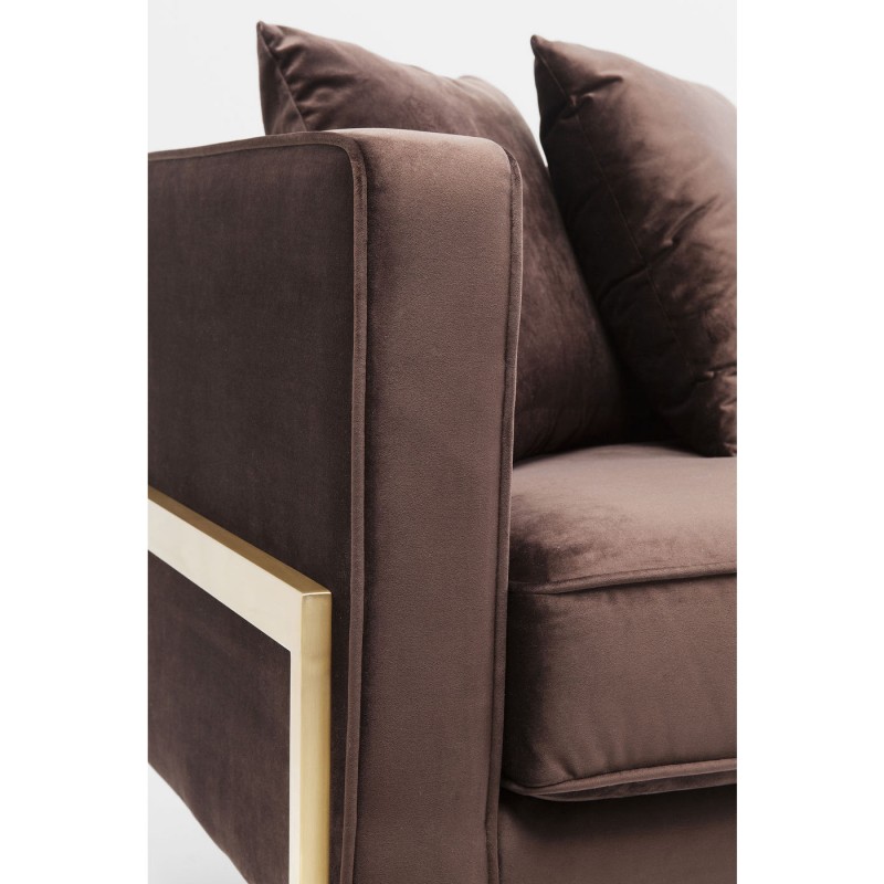 SOFA LOFT 3 LUGARES VELUDO CASTANHO CHOCOLATE 