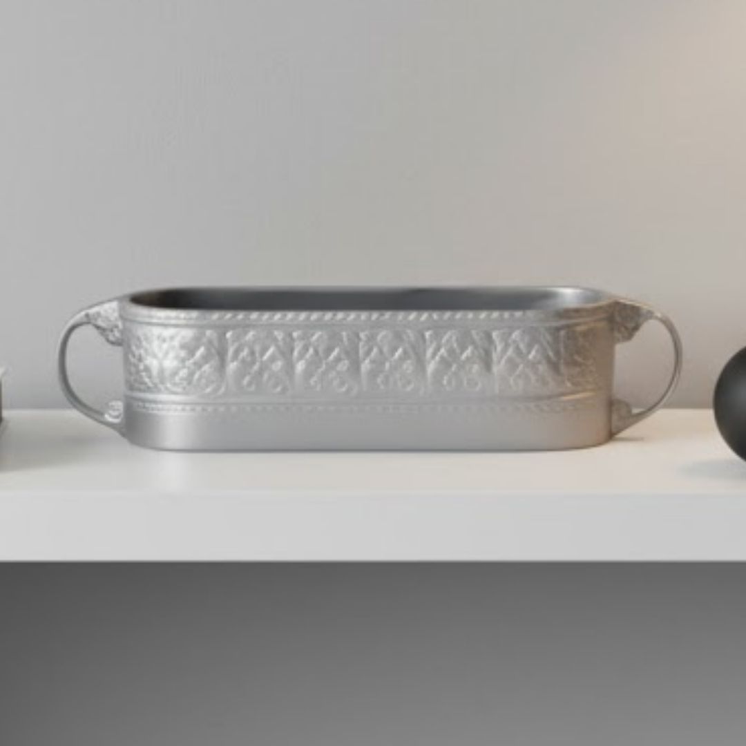 CENTRO MESA/FLOREIRA MARACON RESINA PRATEADA MODALI DESIGN