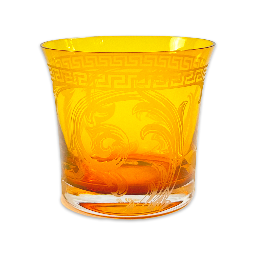 COPO WHISKY VERSACE ARABESQUE CRISTAL AMBAR JOGO 6 PEÇAS