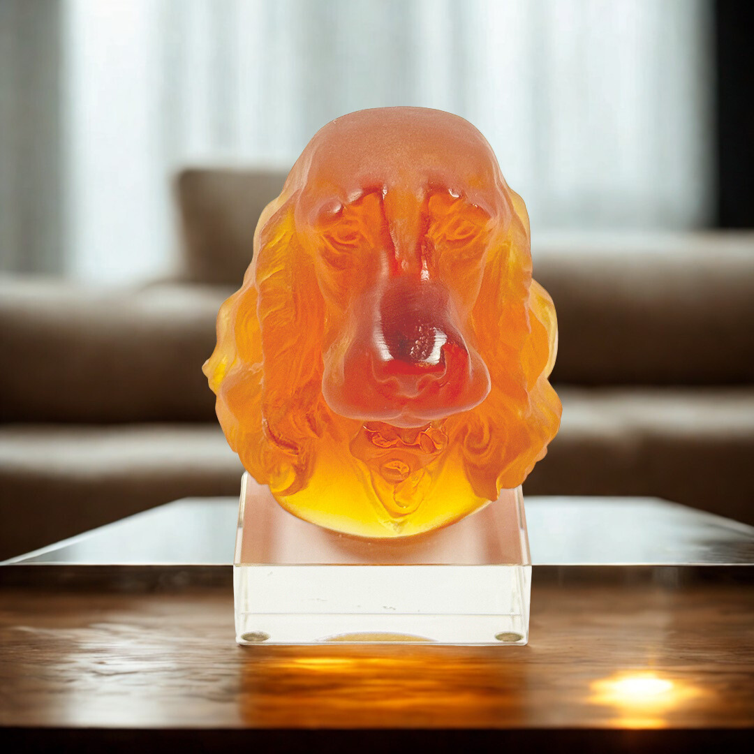 ESCULTURA CACHORRO EDWARD JUNIOR CRISTAL AMBAR DAUM