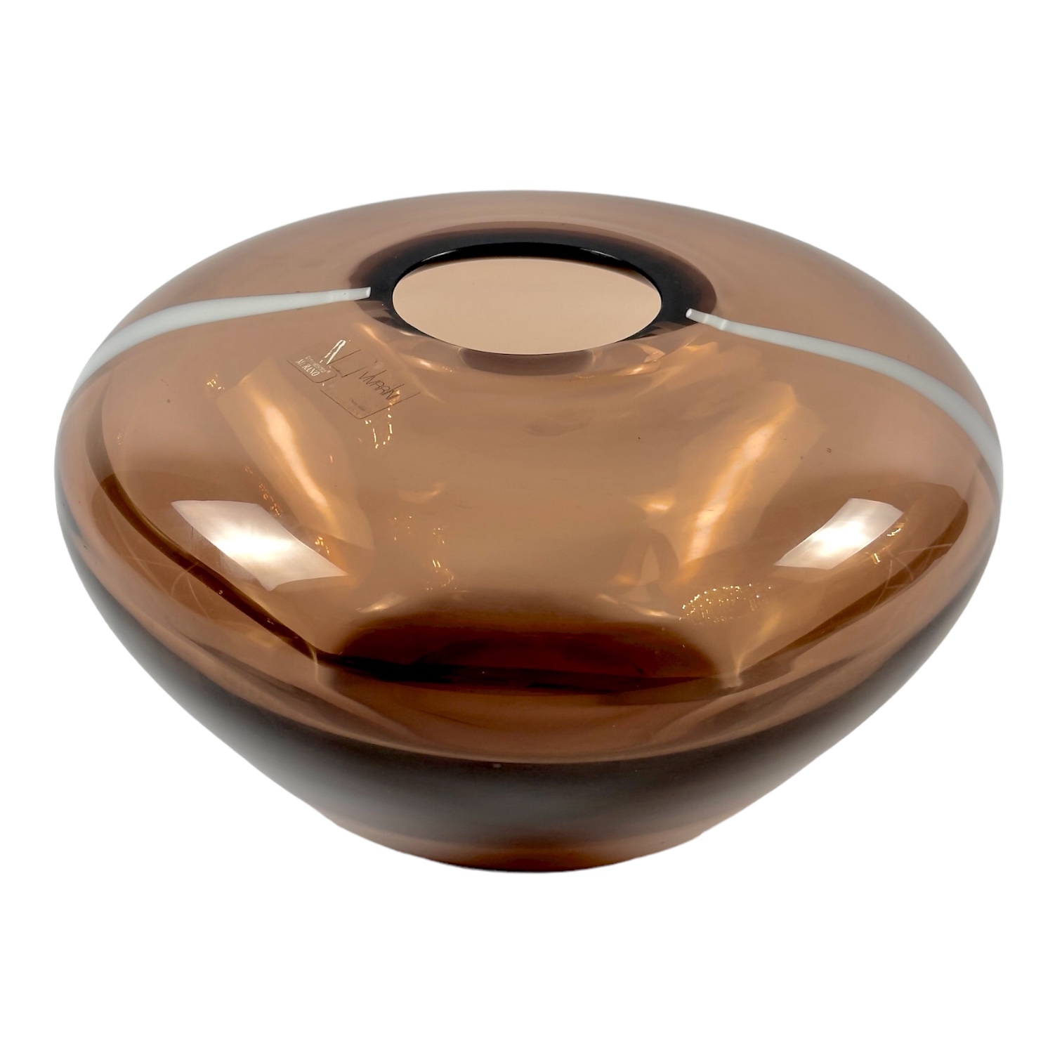 VASO BAIXO PASTELLO CRISTAL TABACO/BRANCO FORMIA