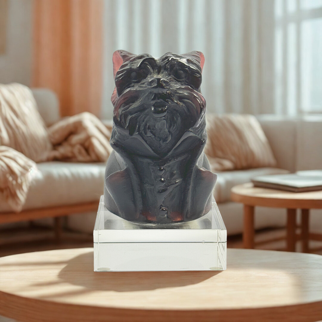 ESCULTURA CACHORRO OSCAR JUNIOR CRISTAL PRETO DAUM