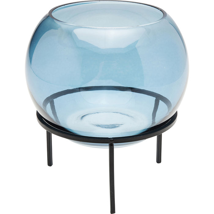VASO REDONDO AZUL C/ SUPORTE VIDRO