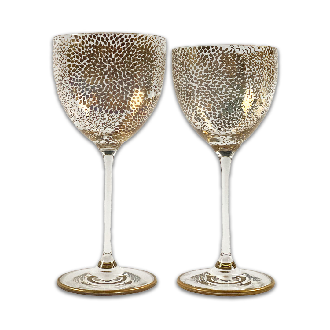 TACA AGUA/VINHO HOLLYWOOD CRISTAL/DOURADO A CASA K JOGO 12 PEÇAS