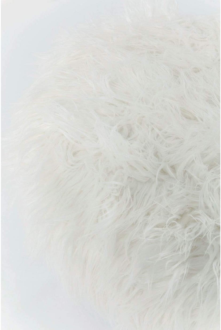 PUFF BRANCO PELUDO PES DOURADO