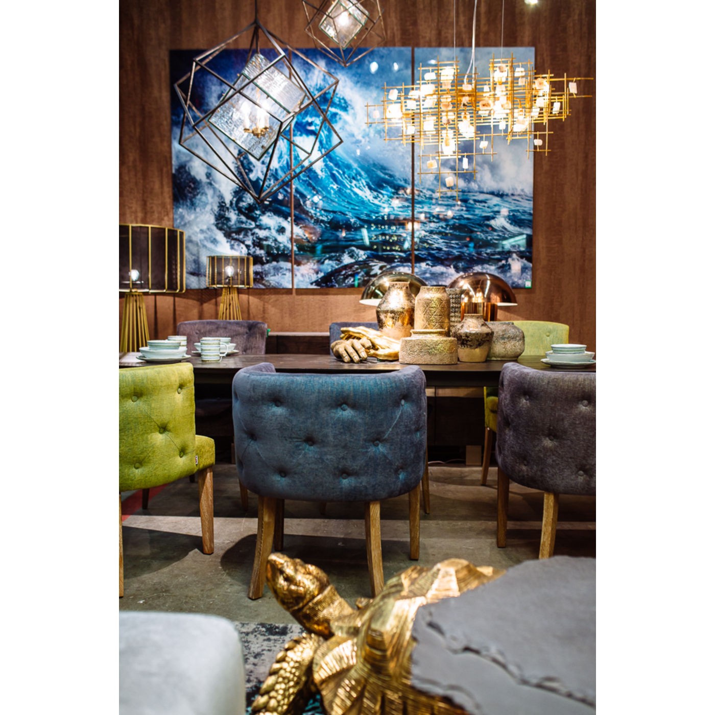 QUADRO VIDRO ONDA TRIPTYCHON 3 PARTES 