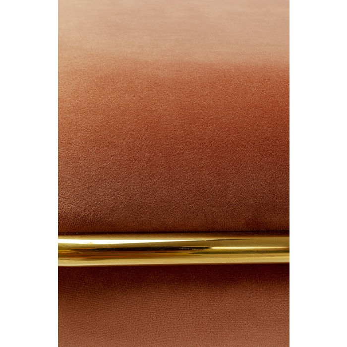 PUFF QUADRADO MAUVE TECIDO SUEDE BASE DOURADA 