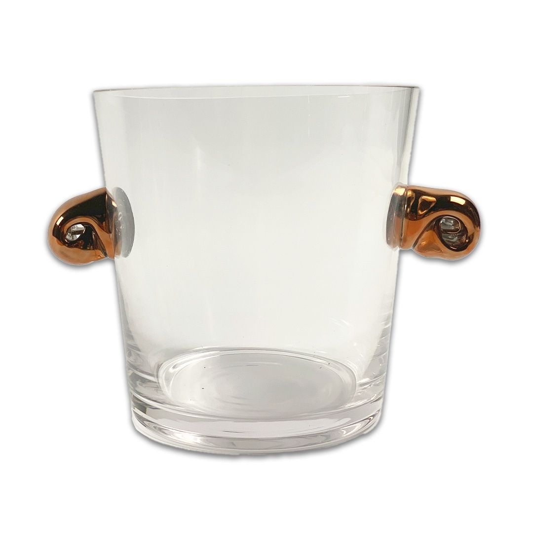 BALDE GELO VIDRO TRANSPARENTE C/DETALHE COBRE MODALI DESIGN