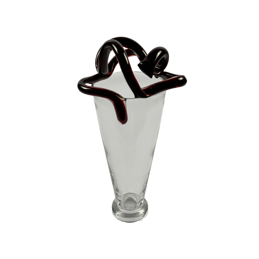 VASO FRANCESCA CRISTAL TRANSPARENTE C/VERMELHO DRIADE