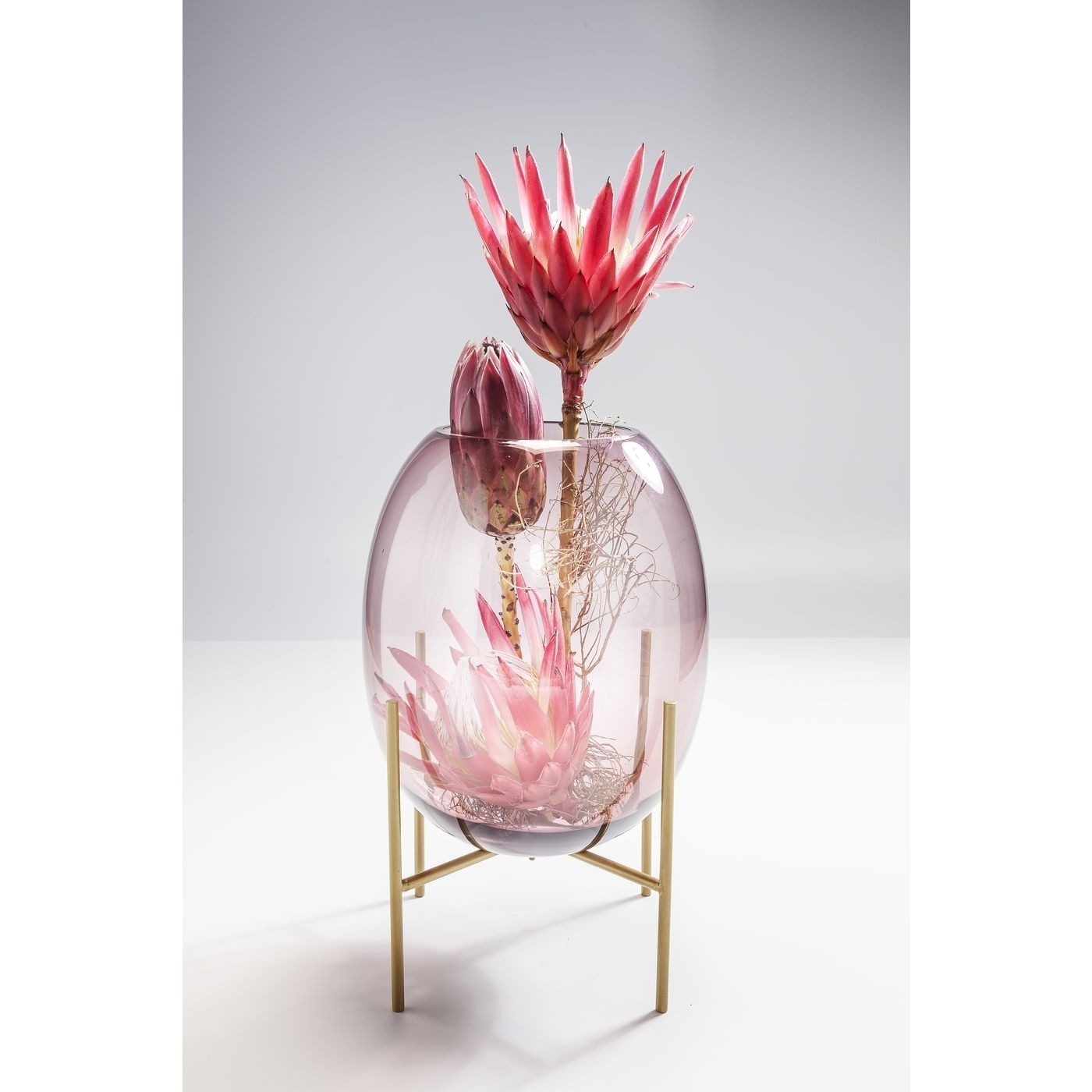 VASO STILT VIDRO LILAS C/ SUPORTE 