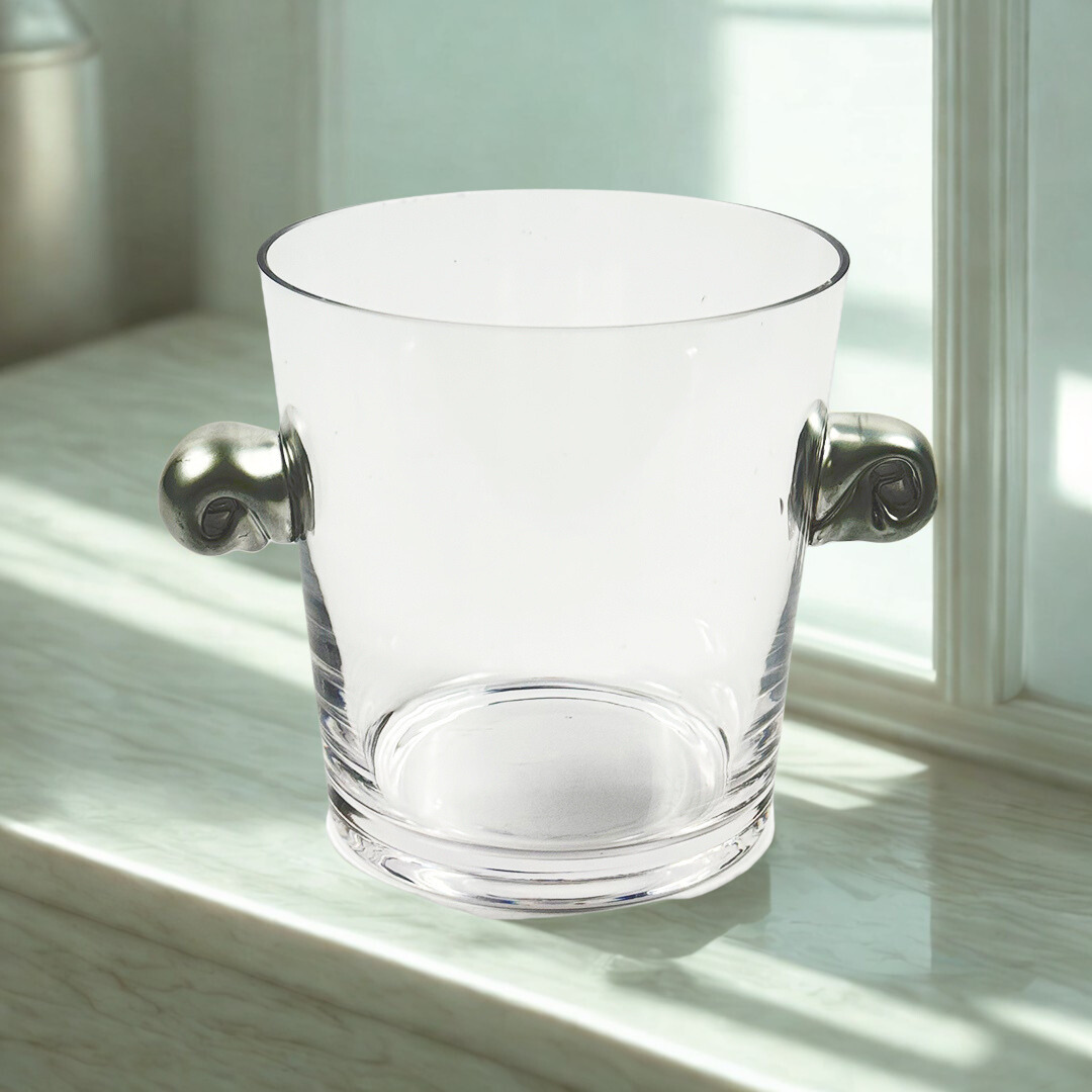 BALDE GELO VIDRO TRANSPARENTE C/DETALHE PRATEADO MODALI DESIGN