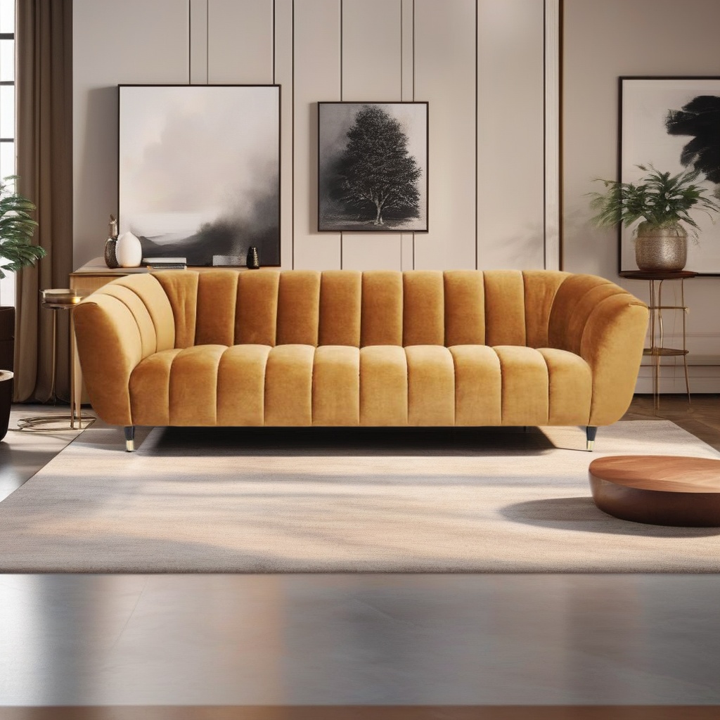 SOFA SPECTRA 3 LUGARES VELUDO CARAMELO 