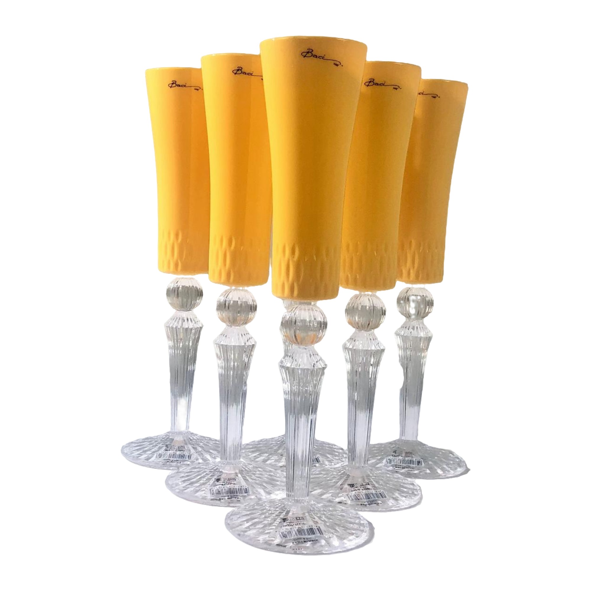 TACA CHAMPAGNE CHIC FLUO ACRILICO AMARELO BACI MILANO JOGO 6 PEÇAS