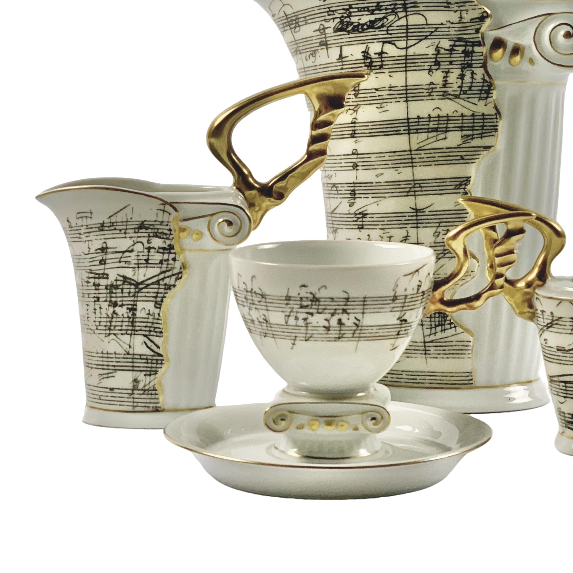 SERVICO CAFE BEETHOVEN PORCELANA NOTAS MUSICAIS THUN STUDIO JOGO 9 PEÇAS