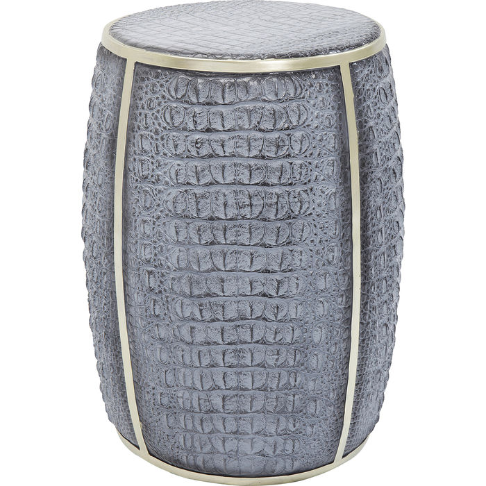 MESA LATERAL COM TAMPA CROCO CINZA 