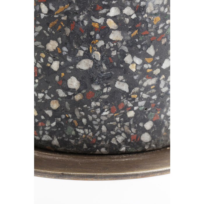 MESA LATERAL TERRAZO BASE PRETA/ TAMPO VIDRO 