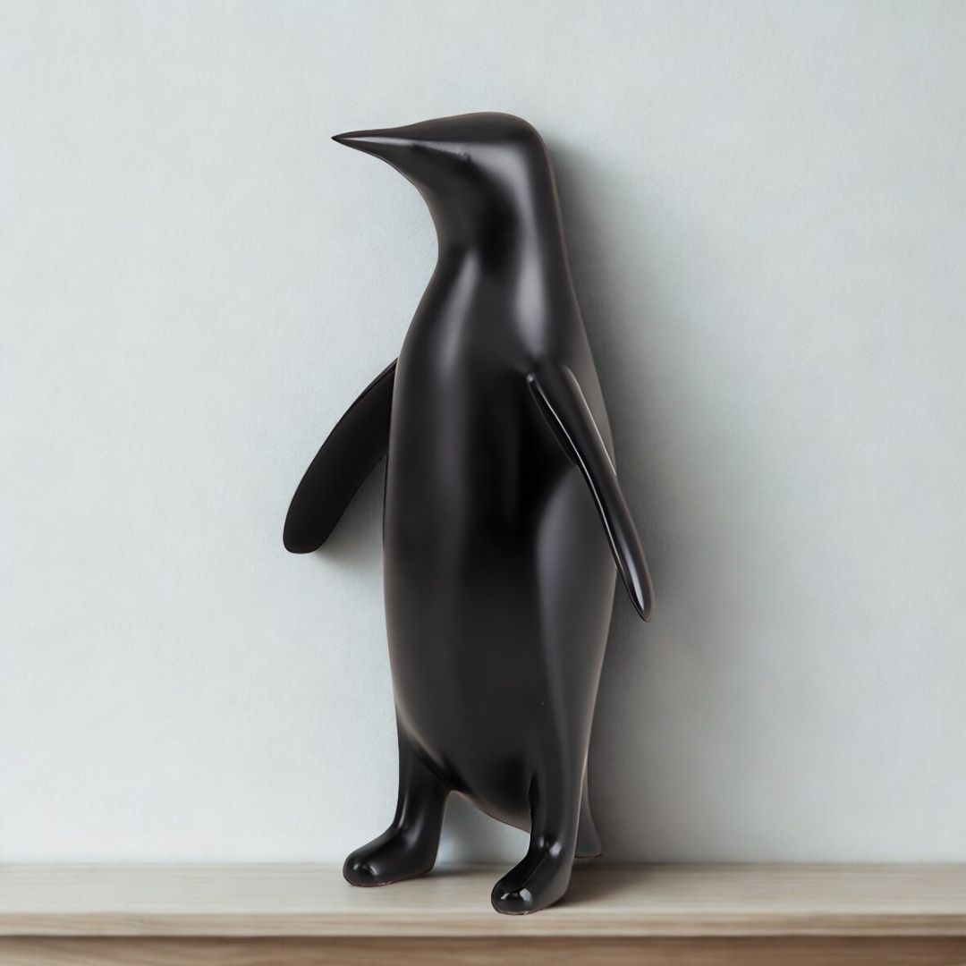 ESCULTURA PINGUIM RESINA PRETO MODALI DESIGN