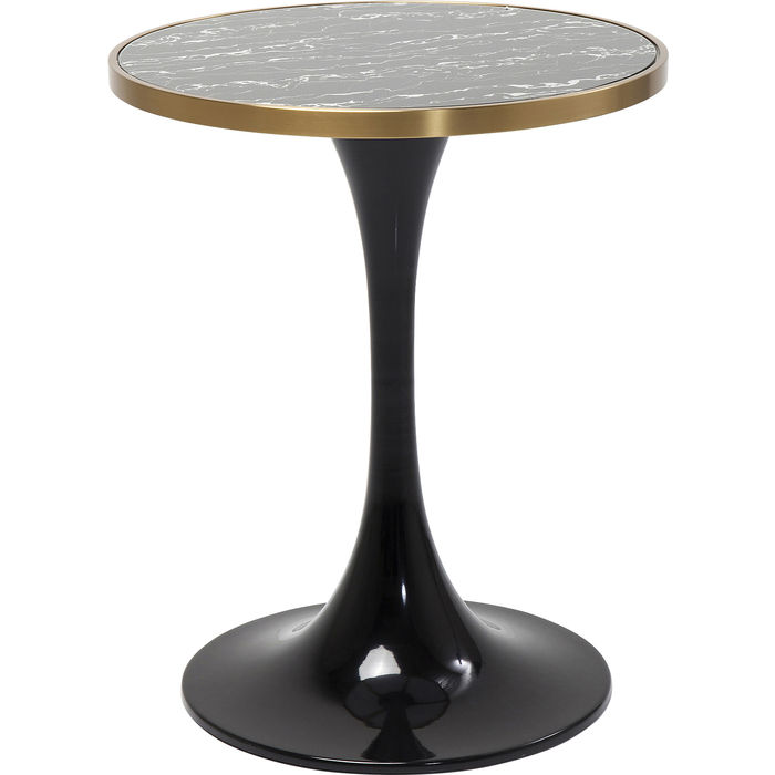 MESA LATERAL SAN REMO BASE PRETA TAMPO MARMORIZADO