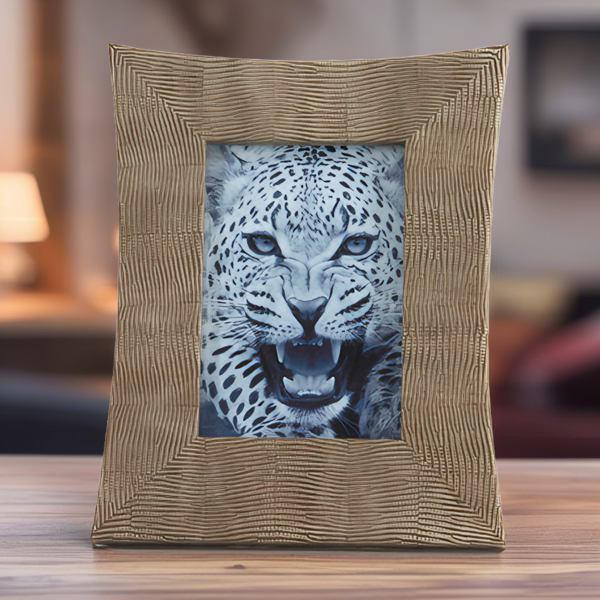 PORTA RETRATO PONTUDO JACQUE COURO FOTO 10X15 MODALI DESIGN