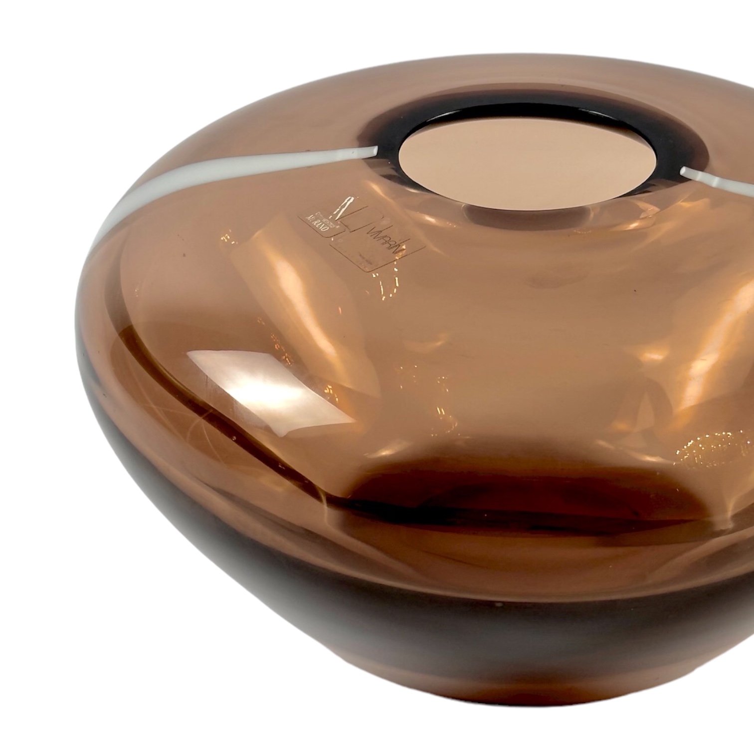 VASO BAIXO PASTELLO CRISTAL TABACO/BRANCO FORMIA