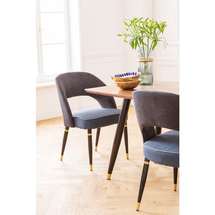 CADEIRA SAMANTHA VELUDO CINZA/AZUL 