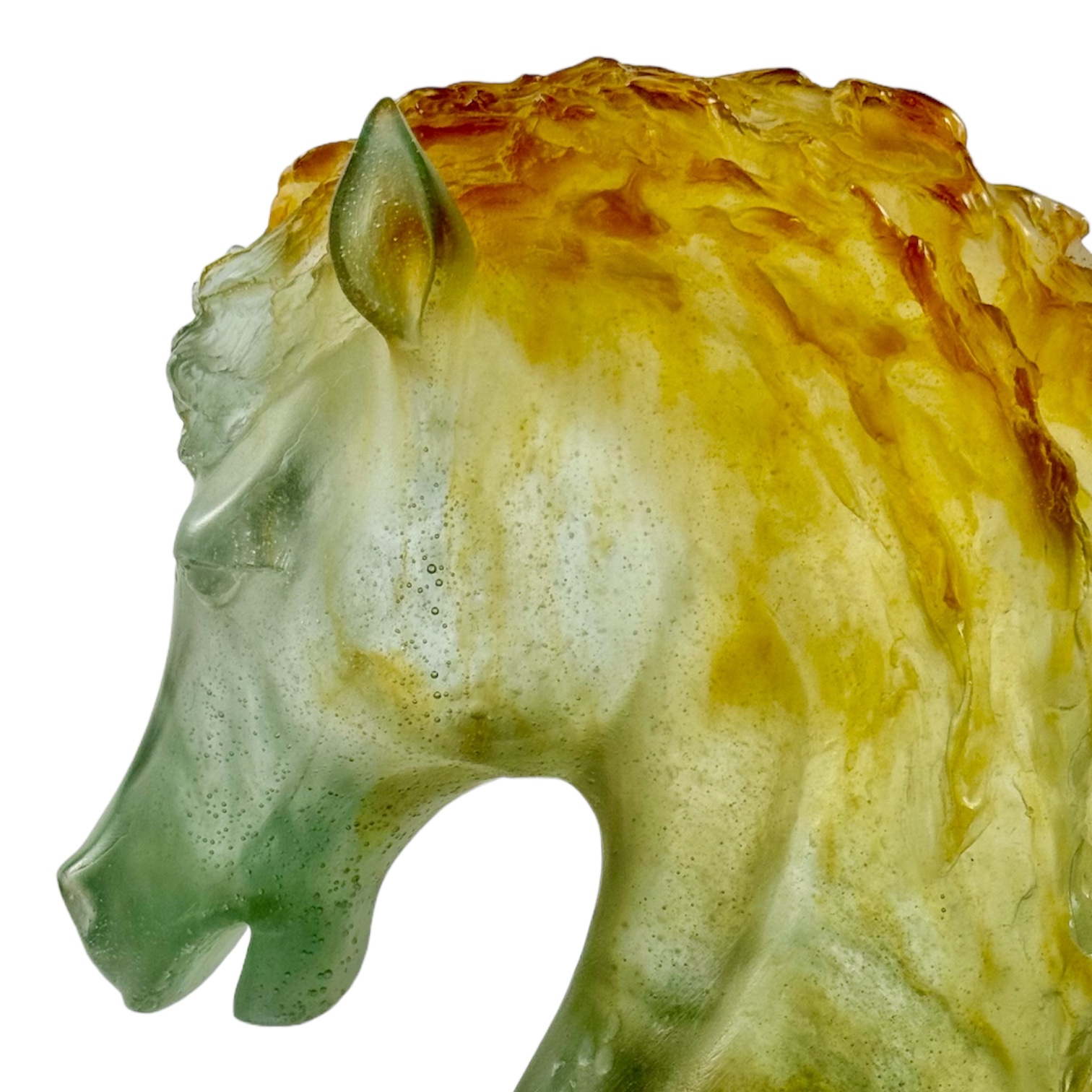 ESCULURA CABECA DE CAVALO ANDALOU CRISTAL VERDE DAUM