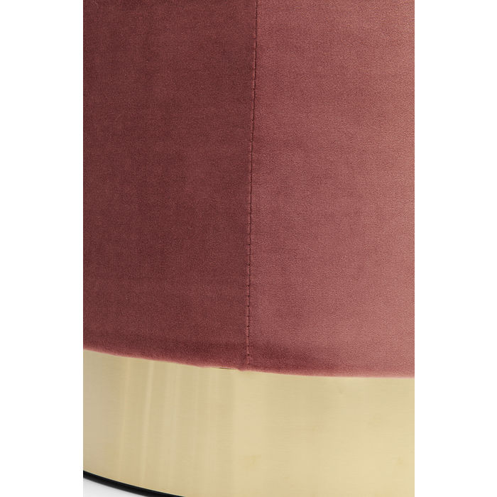 PUFF ROSE TECIDO SUEDE BASE DOURADA 