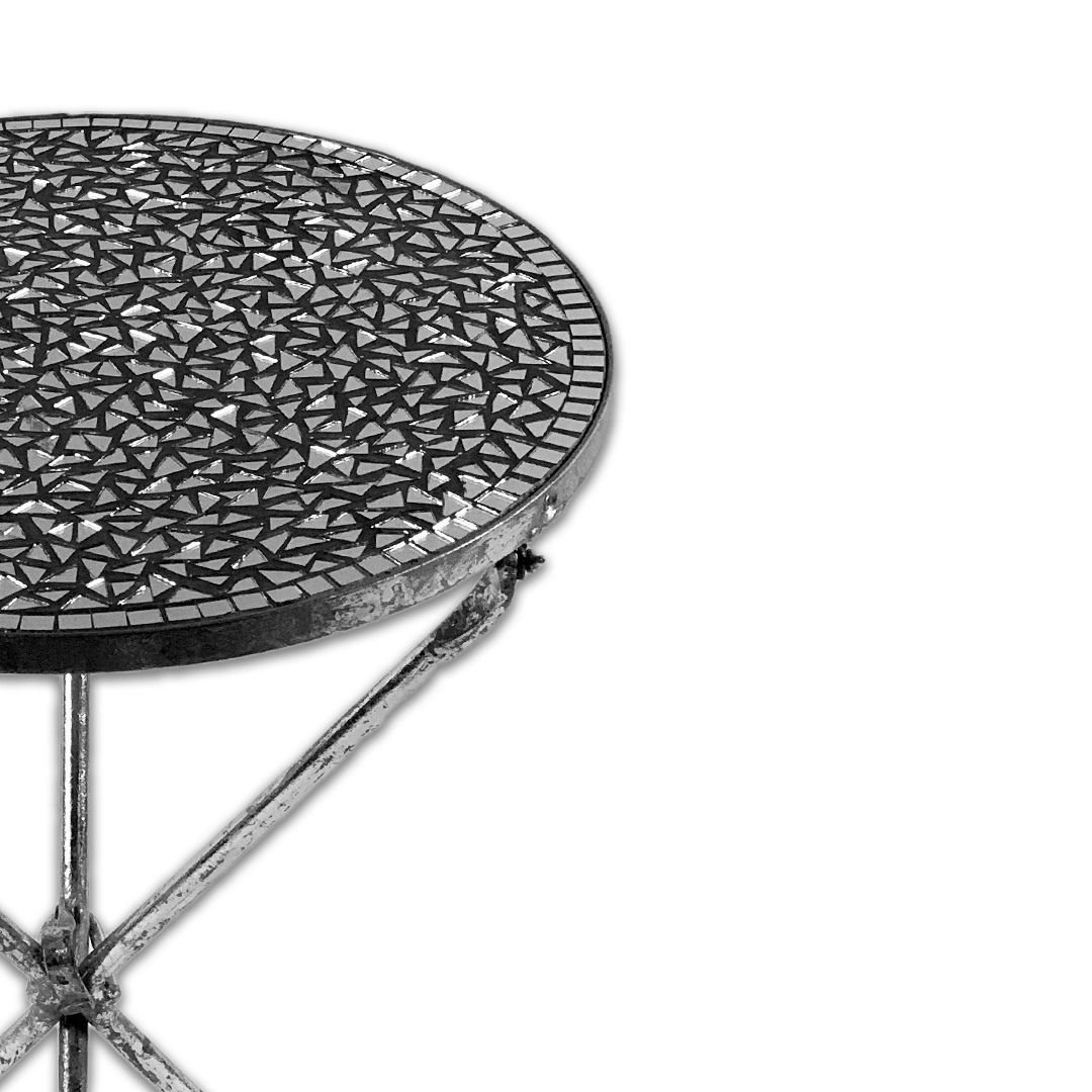MESA LATERAL MOSAICO FERRO/VIDRO 