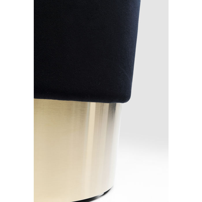 PUFF PRETO TECIDO SUEDE C/ BASE DOURADA 