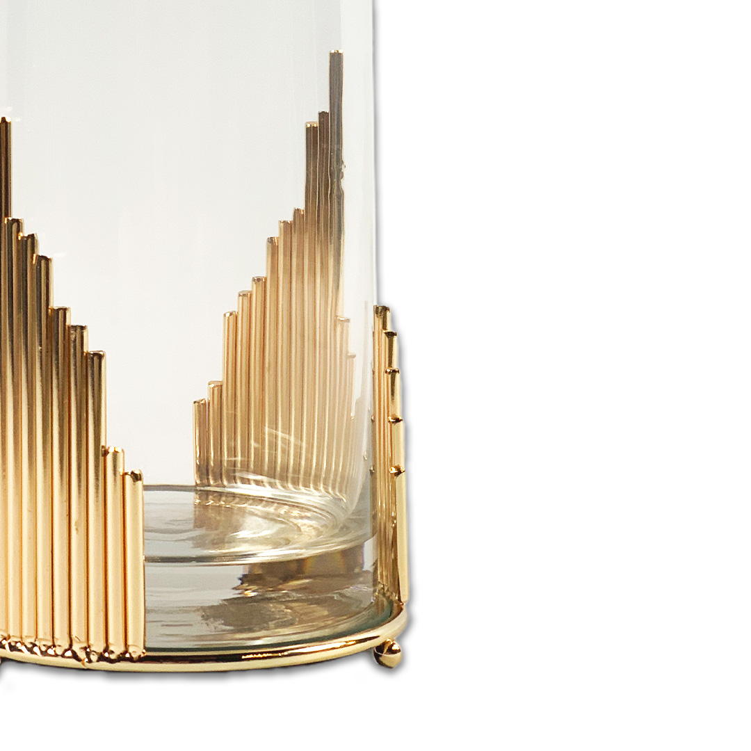 VASO ELEGANCE GRANDE VIDRO C/DETALHE COBRE MODALI DESIGN