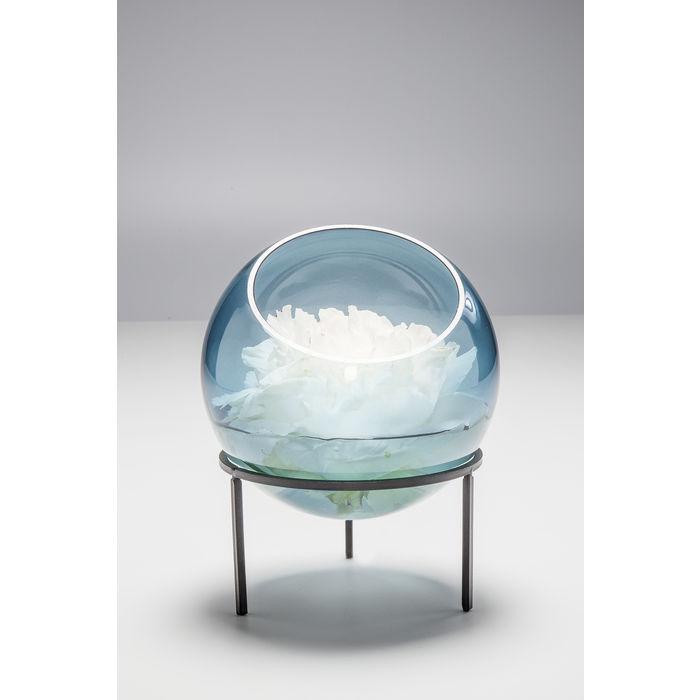 VASO REDONDO AZUL C/ SUPORTE VIDRO 