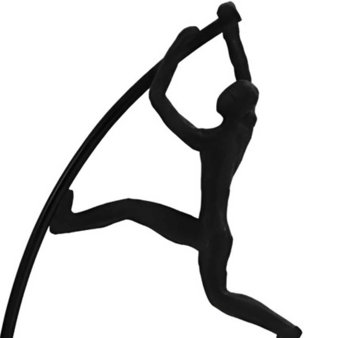 ESCULTURA SALTO C/ VARA RESINA MARROM MODALI DESIGN