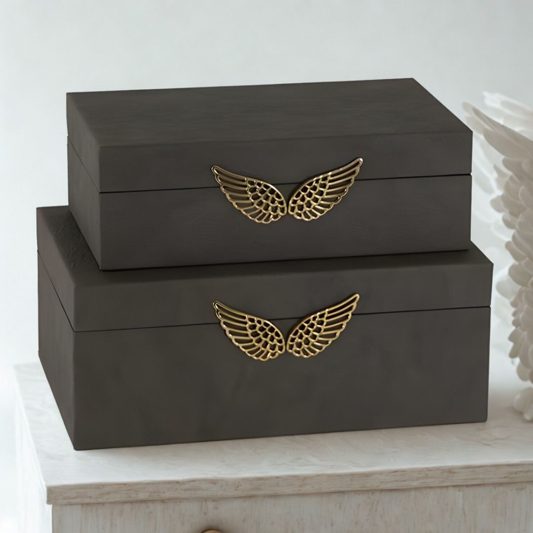 CAIXA RETANGULAR  ASAS MADEIRA/COURO MODALI DESIGN