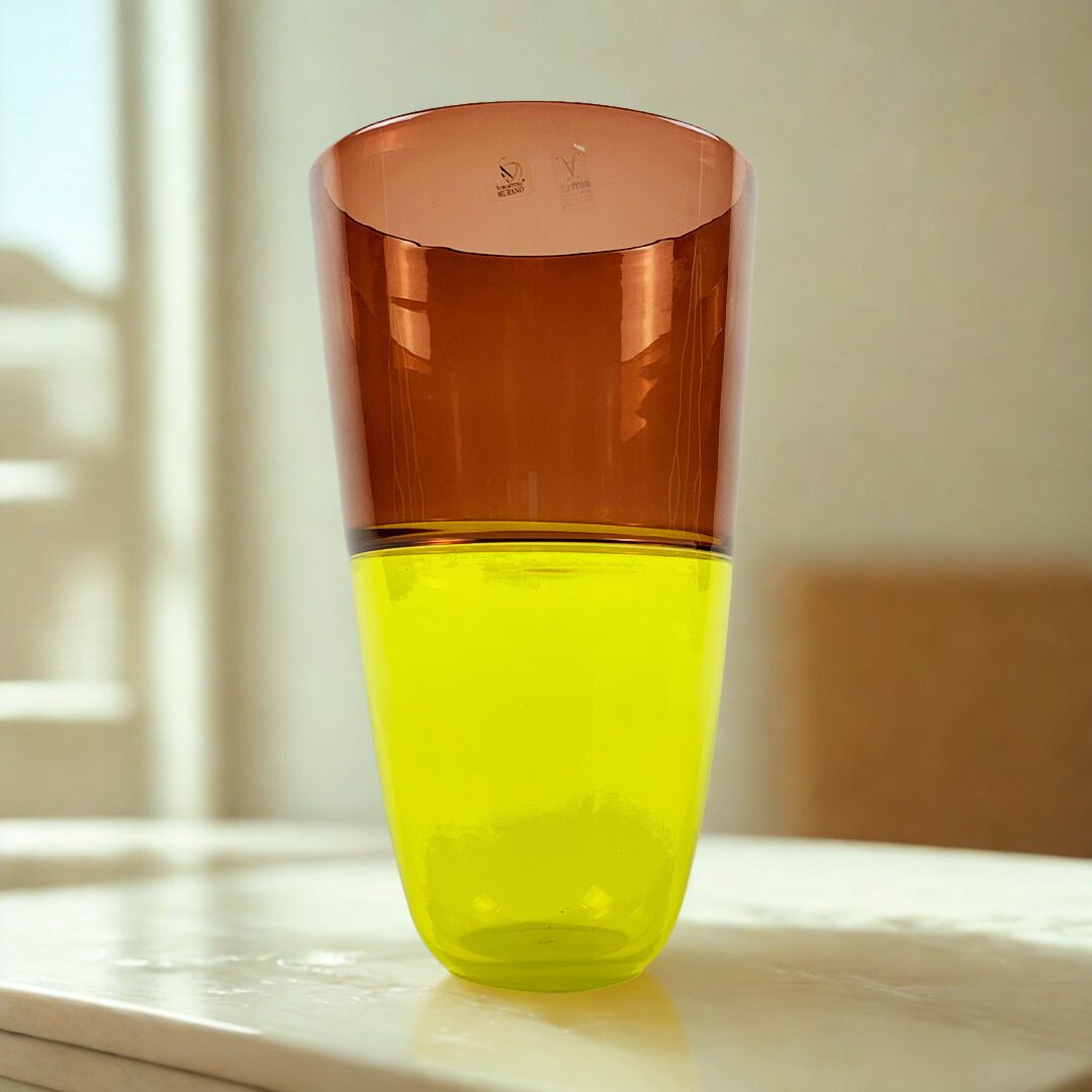 VASO INCALMI  CRISTAL AMARELO/MARROM FORMIA