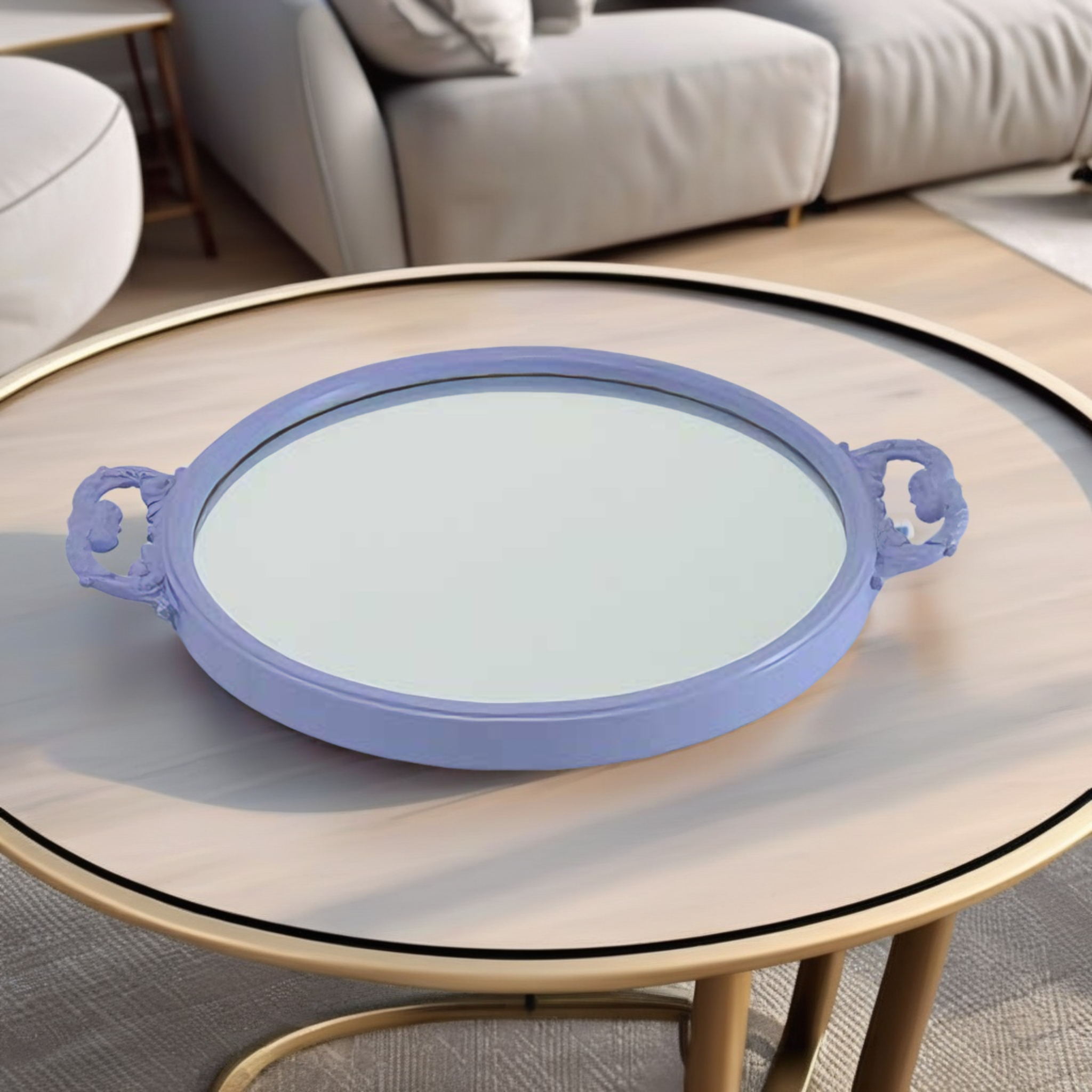 BANDEJA REDONDA ESPELHADA NOEMI RESINA HORTENCIA MODALI DESIGN